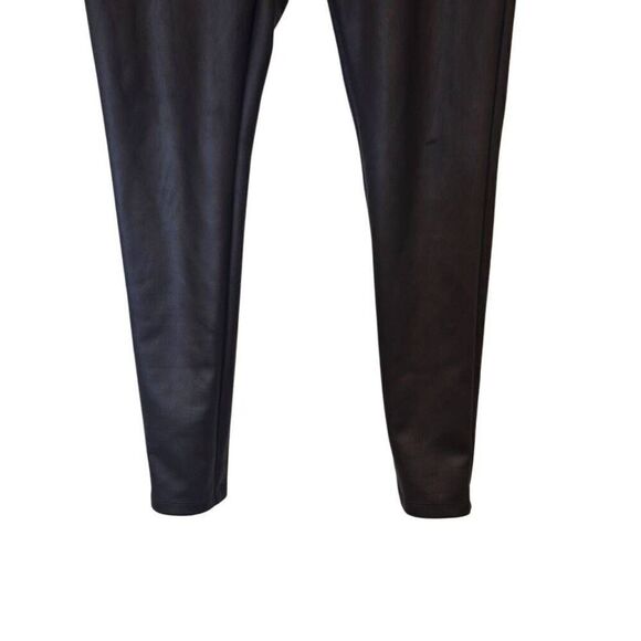 Express Women's Black Poly/Spandex Faux Leather High Waist Leggings - Picture 7 of 8